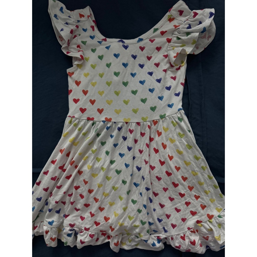 Posh Peanut Care Bears Rainbow Heart Flutter Sleeve Tie Back Dress Girls 3T-4T